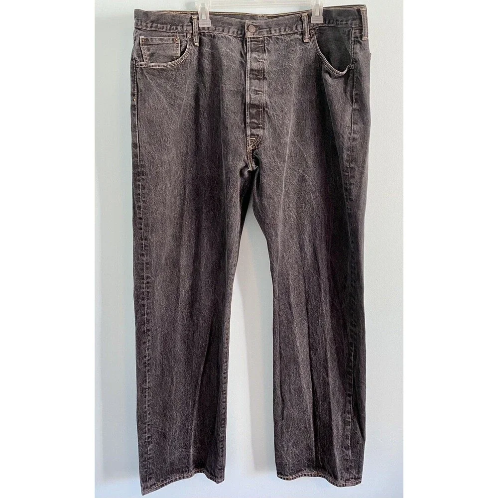 Levis 501XX Mens 46x31 (Measured) Gray Acid Wash Straight Leg Button Fly Jeans